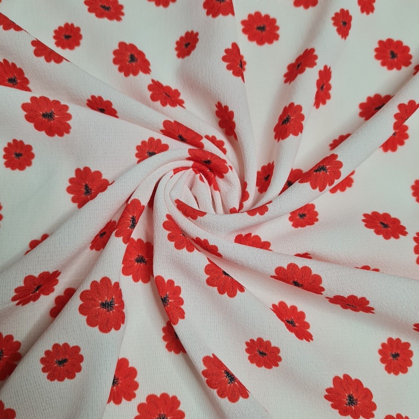 Crepe Fabric Red Floral Light Pink 55"Wide Sold By Metre