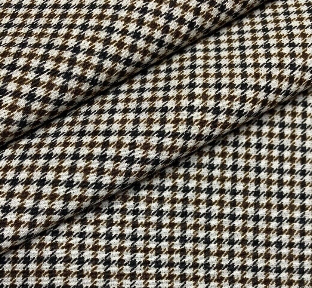 Woven Dressmaking Fabric Houndstooth Printed Non Stretch 47" Wide