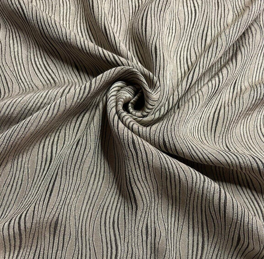 Viscose Polyester Fabric Beige And White Wave Pattern Non-Stretch 55'' Wide