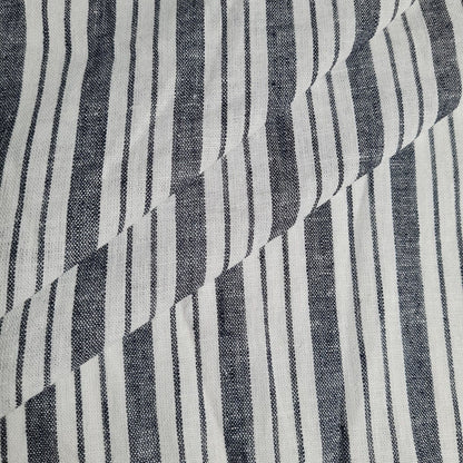 Thin Cotton Linen Fabric Off White And Navy Striped 55" Wide