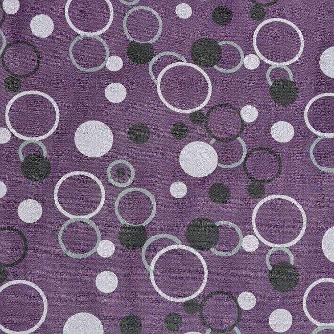 Cotton Popline Fabric Circle Printed Purple Colour 55" Wide