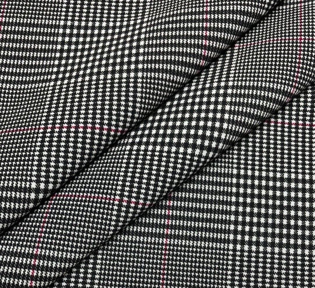 Woven Dressmaking Fabric Checked 2 Way Stretch 51" Wide