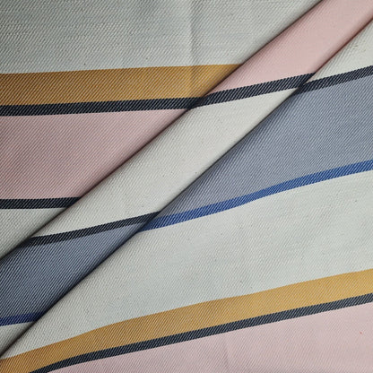 Twill Cotton Linen Polyester Fabric Multicolour Striped 55" Wide