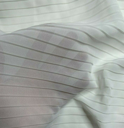 Pleated Chiffon Fabric Off White Colour 55" Wide By The Metre