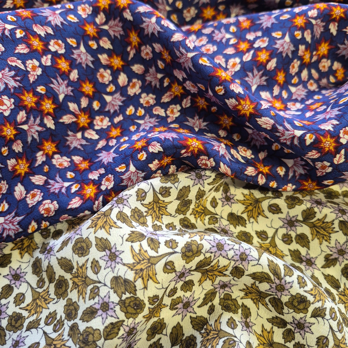 Pure Silk Crepe Fabric Small  Floral Printed 55" Wide