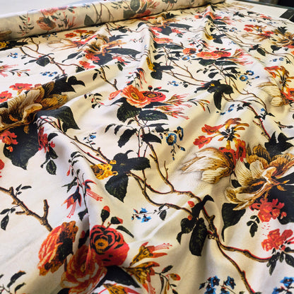 Pure Silk Twill Fabric Floral Printed 55" Wide