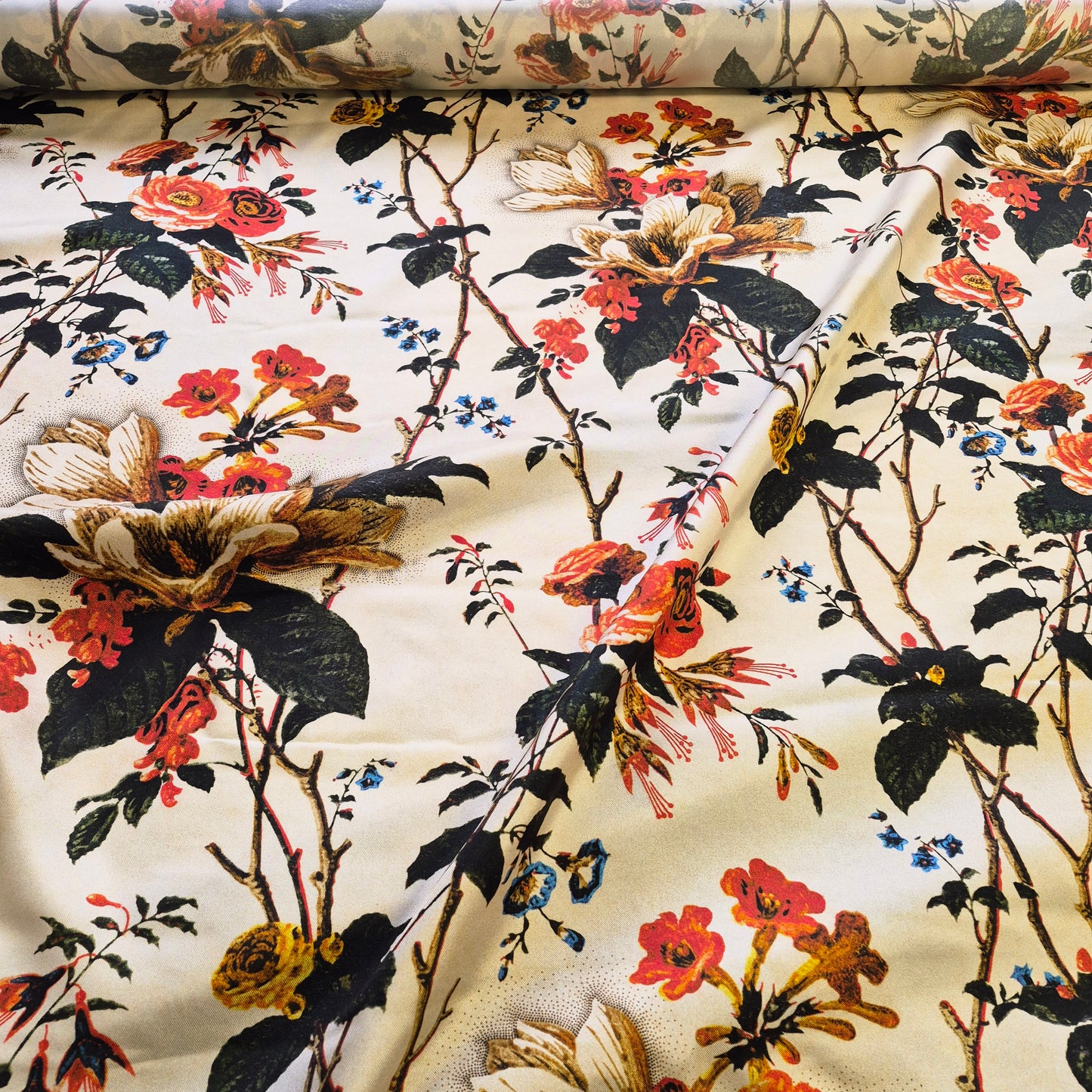 Pure Silk Twill Fabric Floral Printed 55" Wide