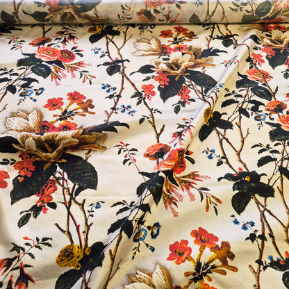 Pure Silk Twill Fabric Floral Printed 55" Wide