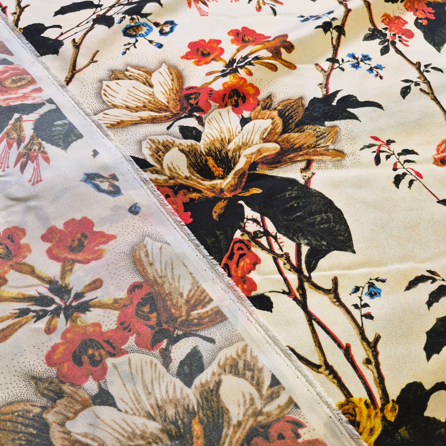 Pure Silk Twill Fabric Floral Printed 55" Wide