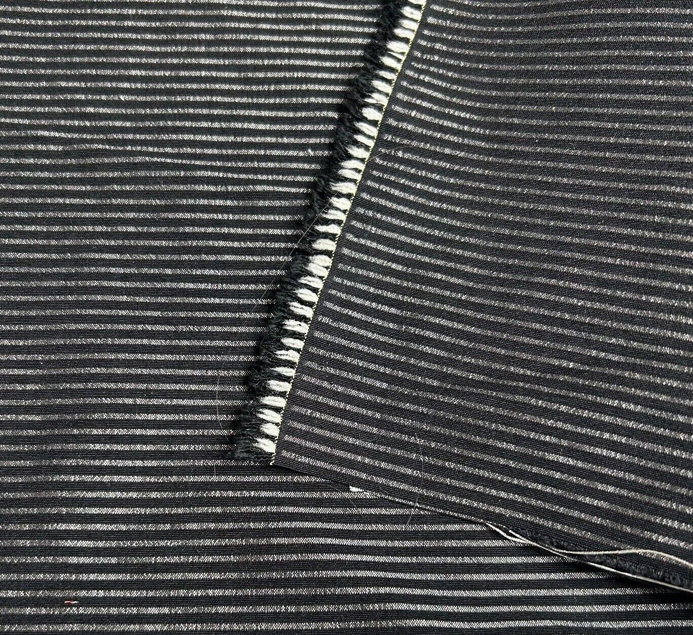 Bengaline Fabric Black Silver Striped 2-Way Stretch 55'' Wide Sold By The Metre