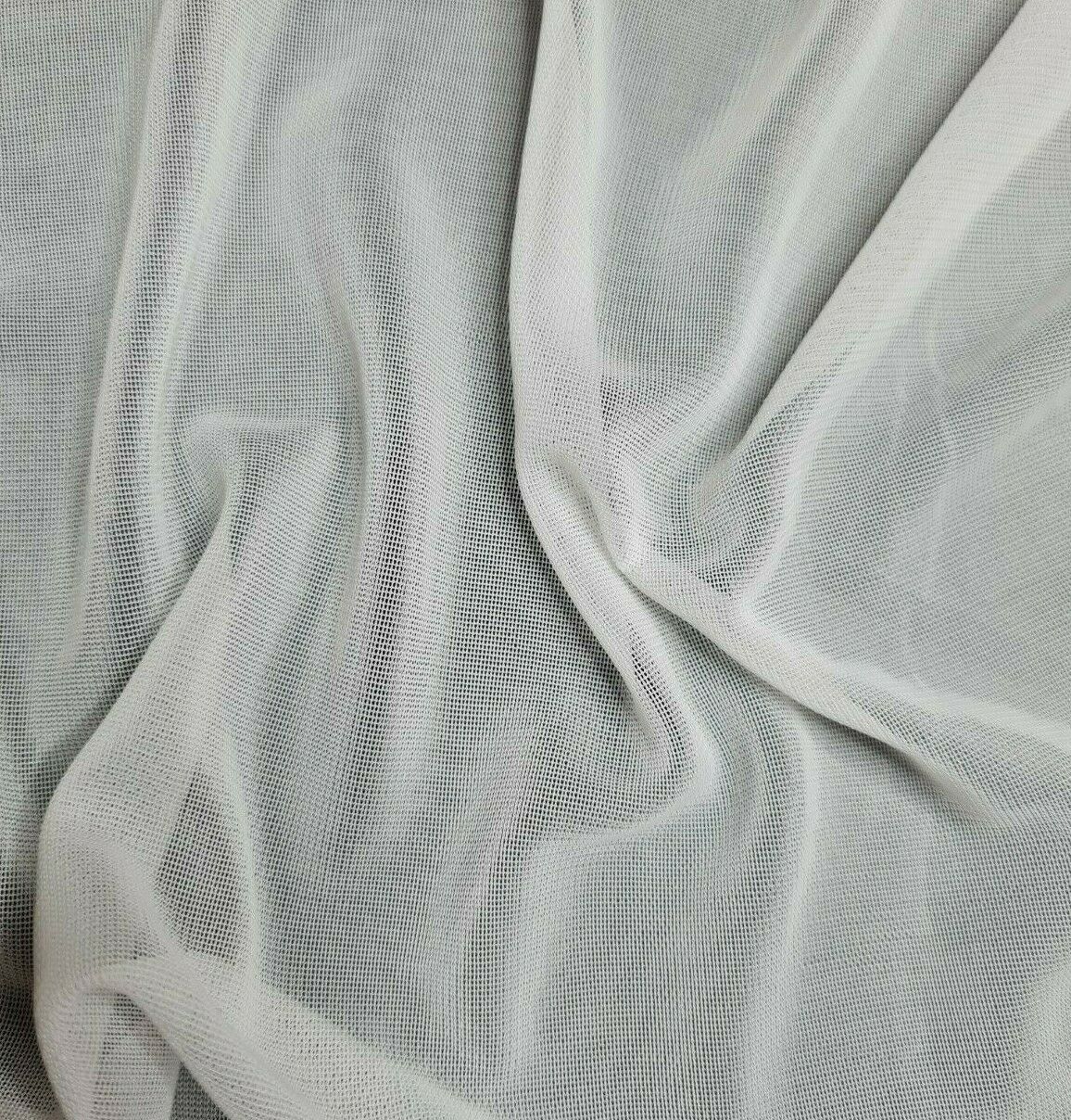 Soft Mesh Lining Fabric White Colour 2 Way Stretch Lightweight