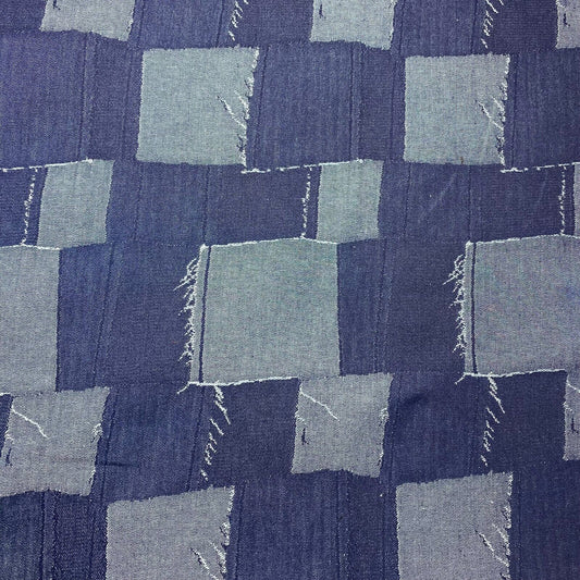 Cotton Denim Fabric Patchy Looking Blue 350 gsm 51" Wide Sold By The Metre