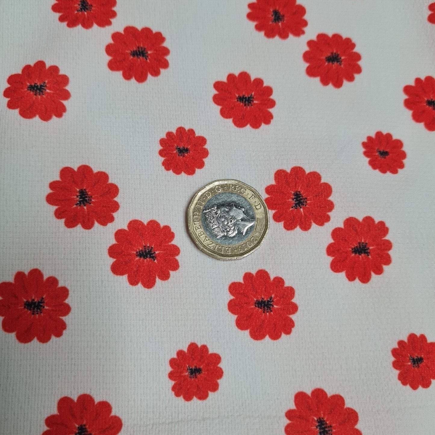 Crepe Fabric Red Floral Light Pink 55"Wide Sold By Metre