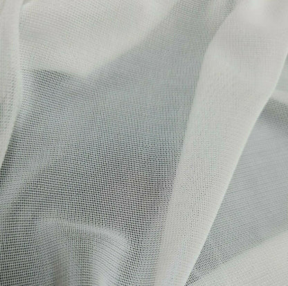 Soft Mesh Lining Fabric White Colour 2 Way Stretch Lightweight