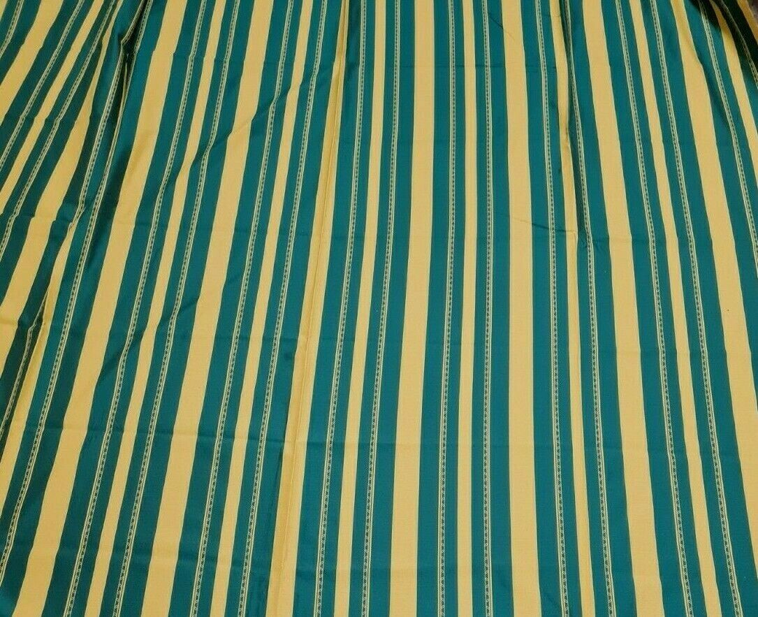 GREEN AND MUSTARD STRIPED UPHOLSTERY FABRIC-SOLD BY THE METRE