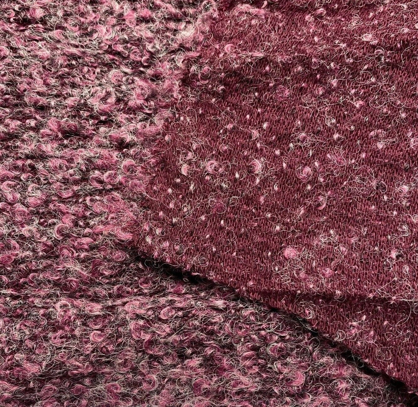 Wool Blend Boucle Knit Fabric Purple Colour Sold By The Metre