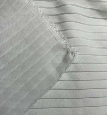 Pleated Chiffon Fabric Off White Colour 55" Wide By The Metre