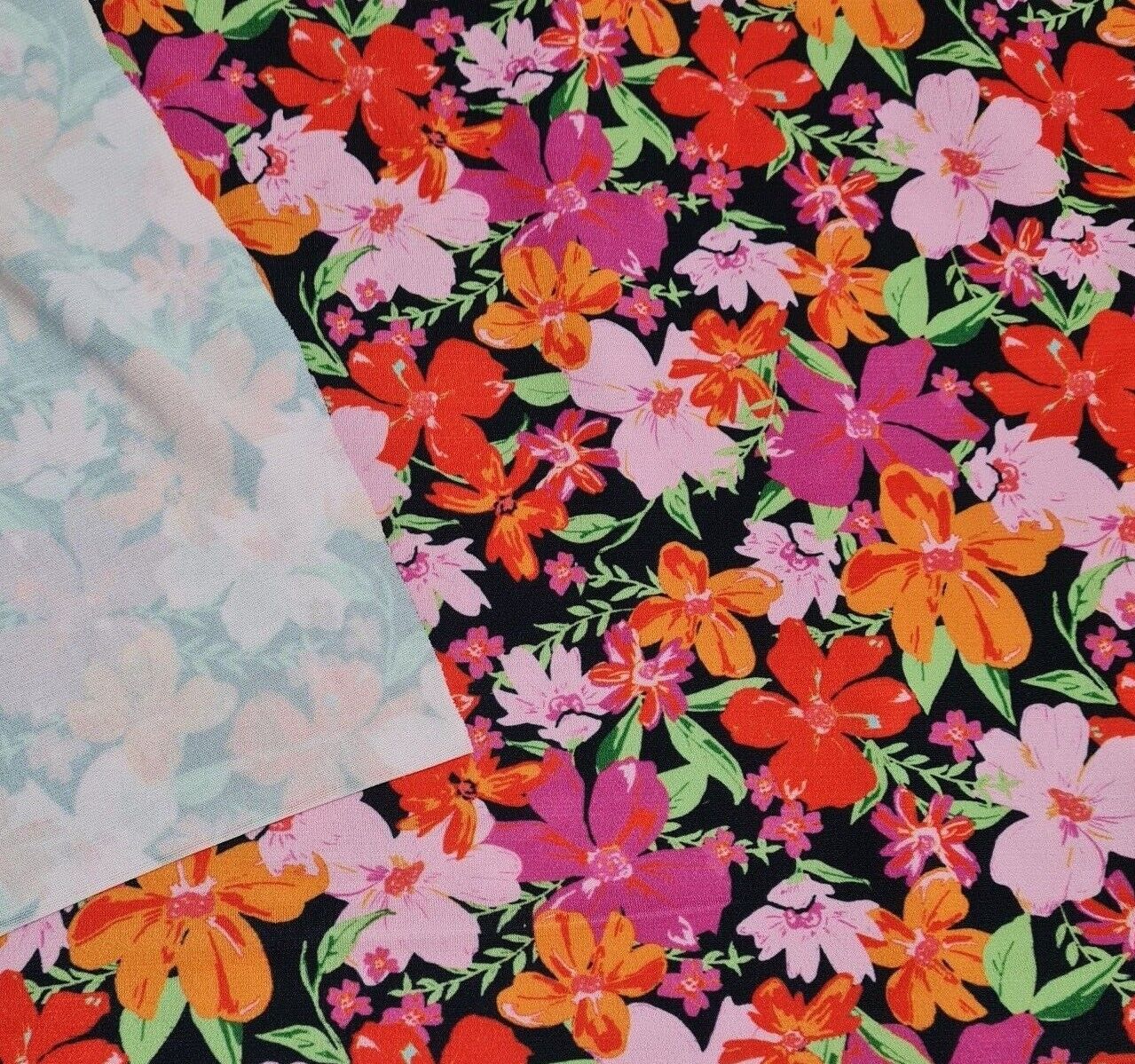 Jersey Fabric Abstract And Floral Printed 4 Way Stretch 55" Wide