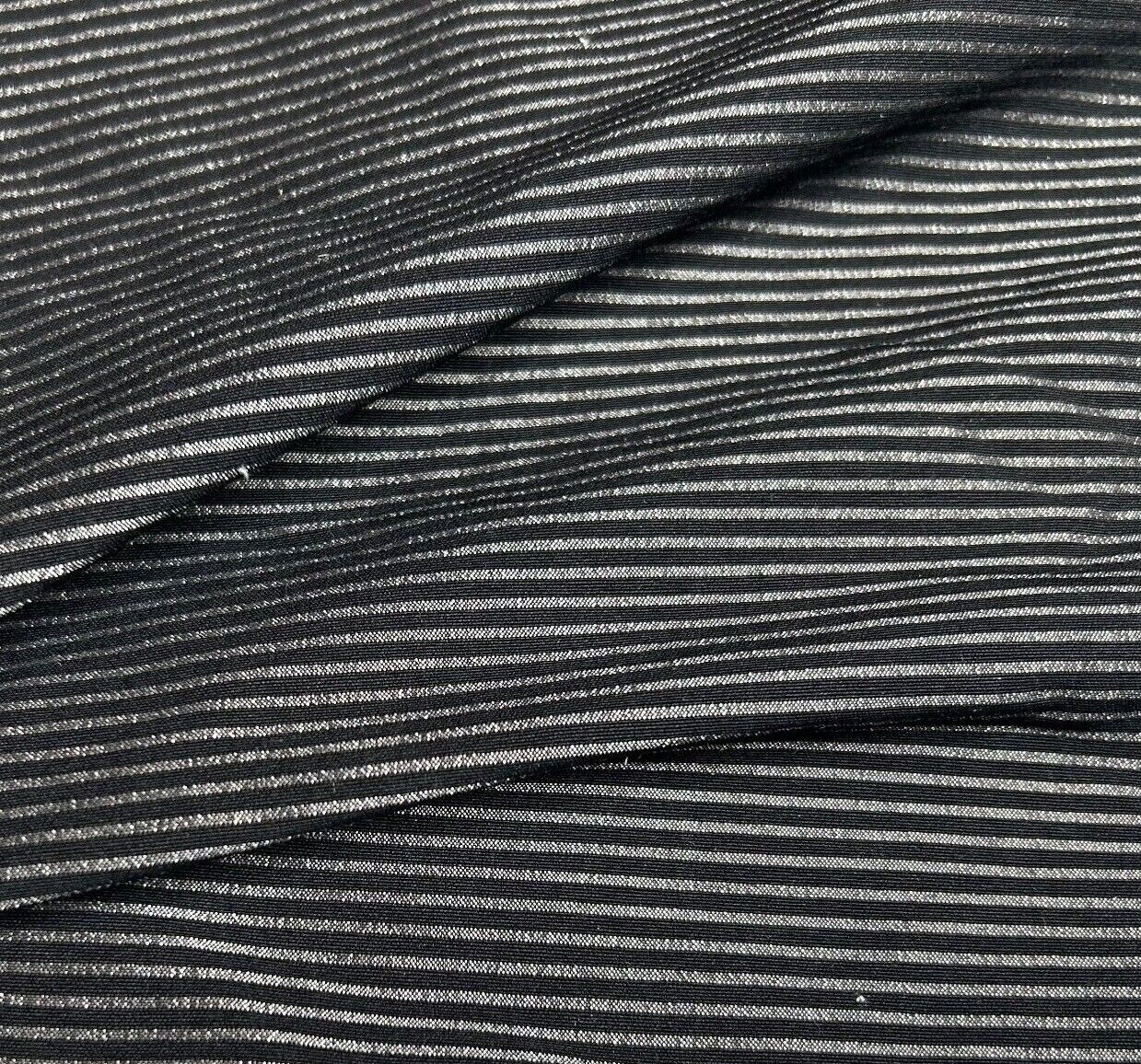 Bengaline Fabric Black Silver Striped 2-Way Stretch 55'' Wide Sold By ...
