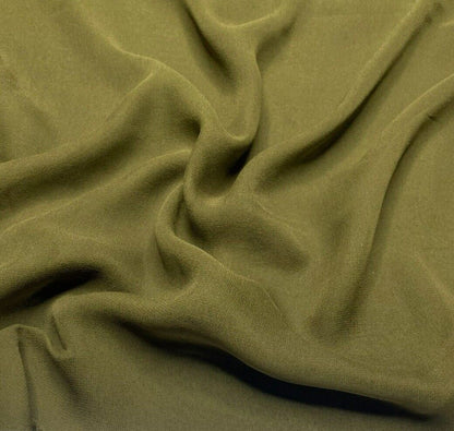 Pure Silk Chiffon Fabric Olive Green Colour 51" Sold by the metre