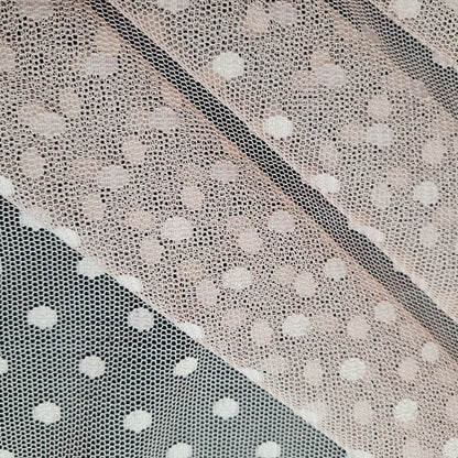 Net mesh Fabric Spotted Nude Pink Colour 55" Wide Sold By metre