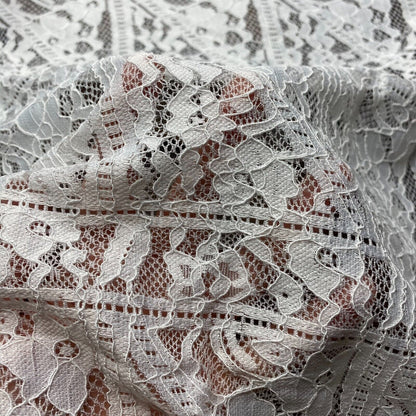 Stretch Corded Lace Fabric White Colour 55" Wide