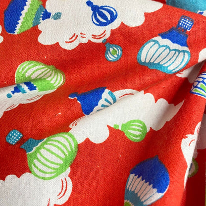 Cotton Fabric Clouds Baloons Printed Red Colour 55" Wide Non-stretch