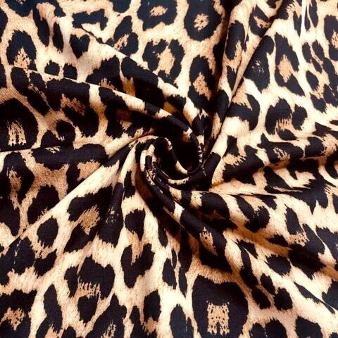 Woven Dressmaking Fabric Leopard Print 4 Way Stretch 55" Wide