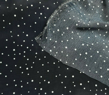 Silky Crepe Fabric White Spotted Black Colour 55" Wide Sold By Metre