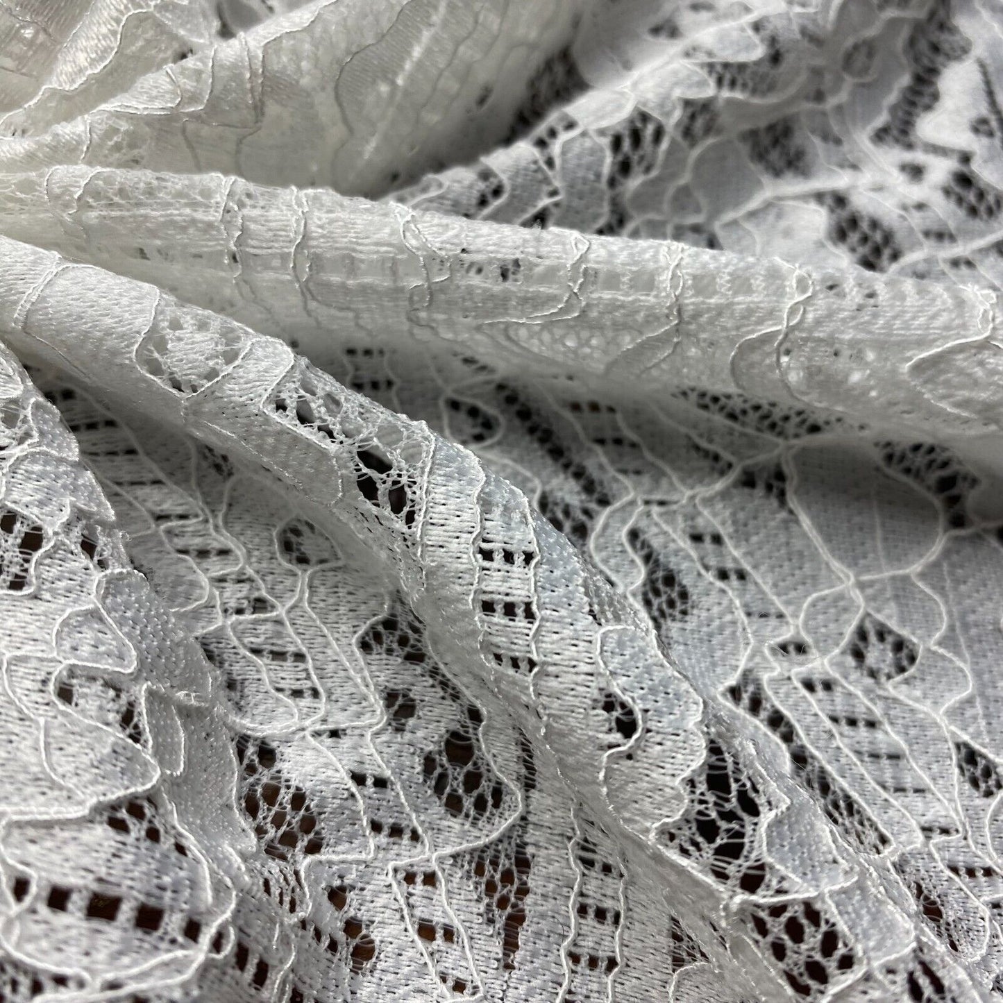 Stretch Corded Lace Fabric White Colour 55" Wide