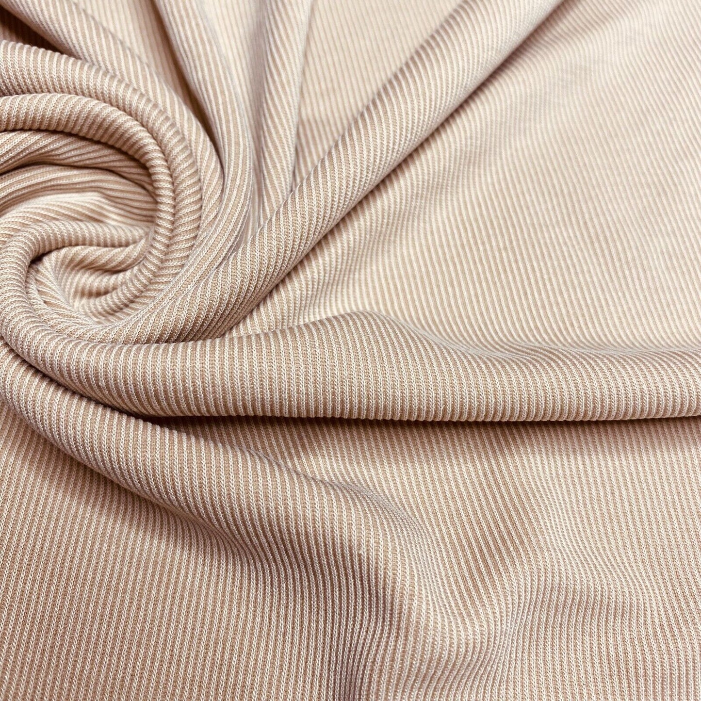 Rib Soft Jersey Fabric Beige Colour 4 Way Stretch 55" Wide Sold By Metre