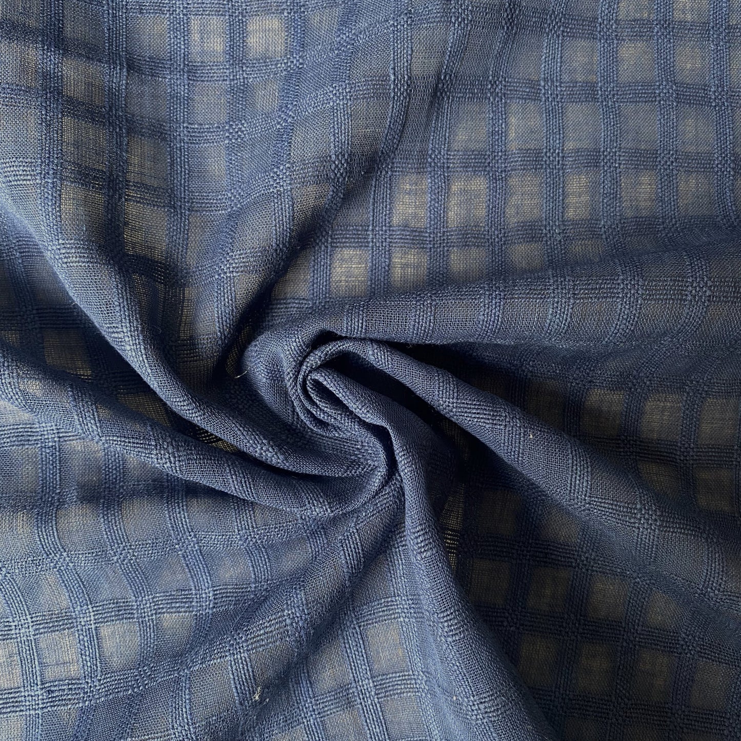 Checked Linen Cotton Blend Fabric