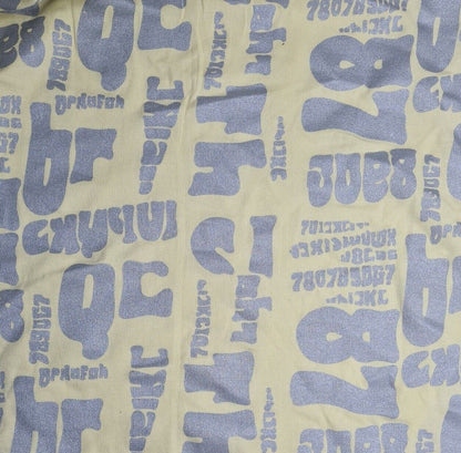 Cotton Fleeceback Sweatshirt Fabric Silver Printed Yellow Colour 55" Wide