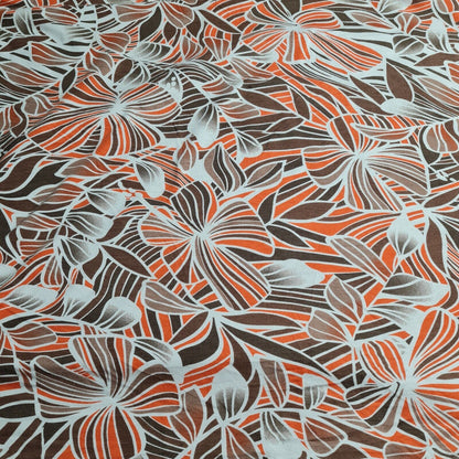 Viscose Jersey Fabric Orange And Brown Floral Printed 4 Way Stretch 55" Wide