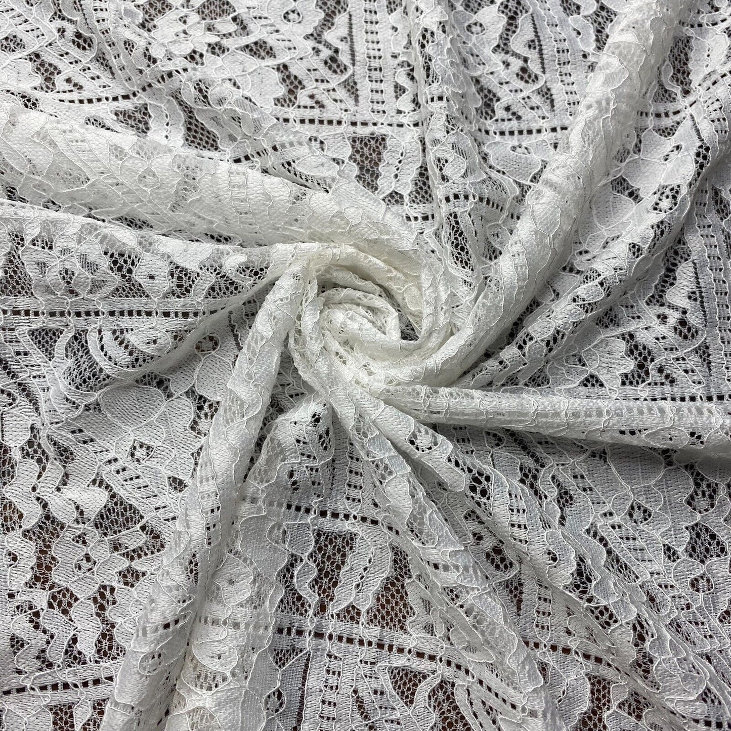 Stretch Corded Lace Fabric White Colour 55" Wide