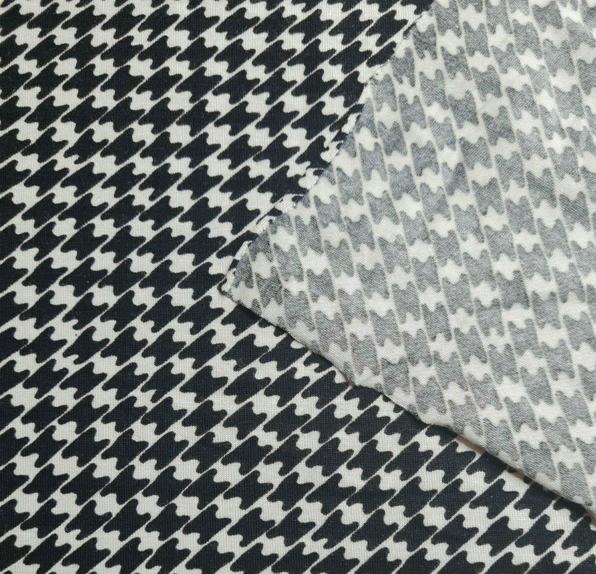 Viscose Jersey Fabric Black and White Printed 4 Way Stretch 57"