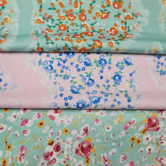 Silky Satin Fabric Floral Printed 55" Wide Sold By Metre