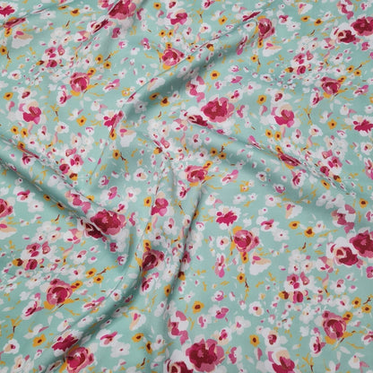 Silky Satin Fabric Floral Printed 55" Wide Sold By Metre