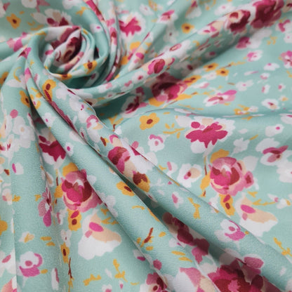 Silky Satin Fabric Floral Printed 55" Wide Sold By Metre