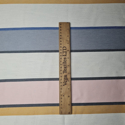 Twill Cotton Linen Polyester Fabric Multicolour Striped 55" Wide