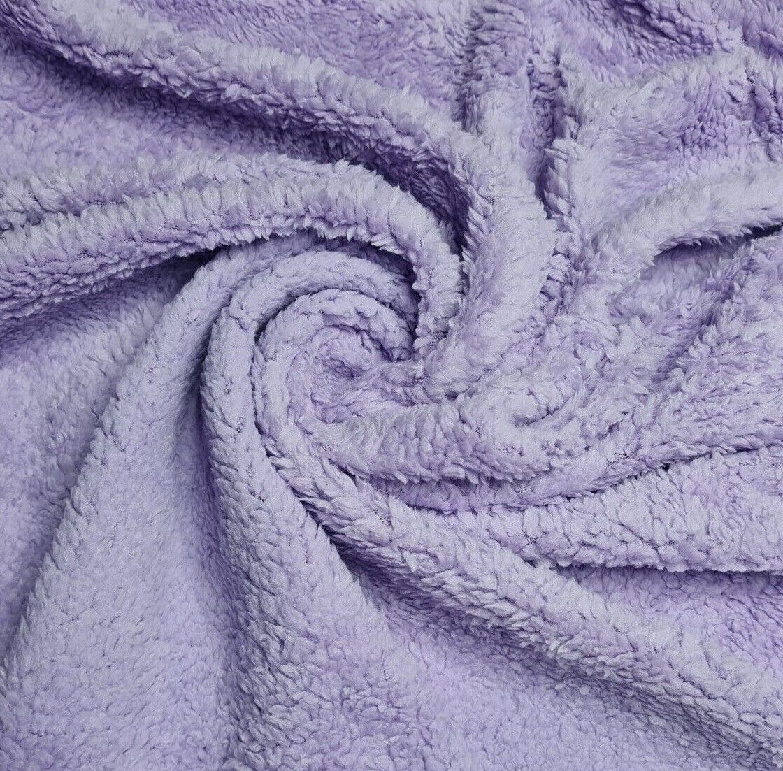 Fleece Teddy Fabric Lilac Colour Super Soft Shaggy Fluffy Material 55"Wide Sold by Unit