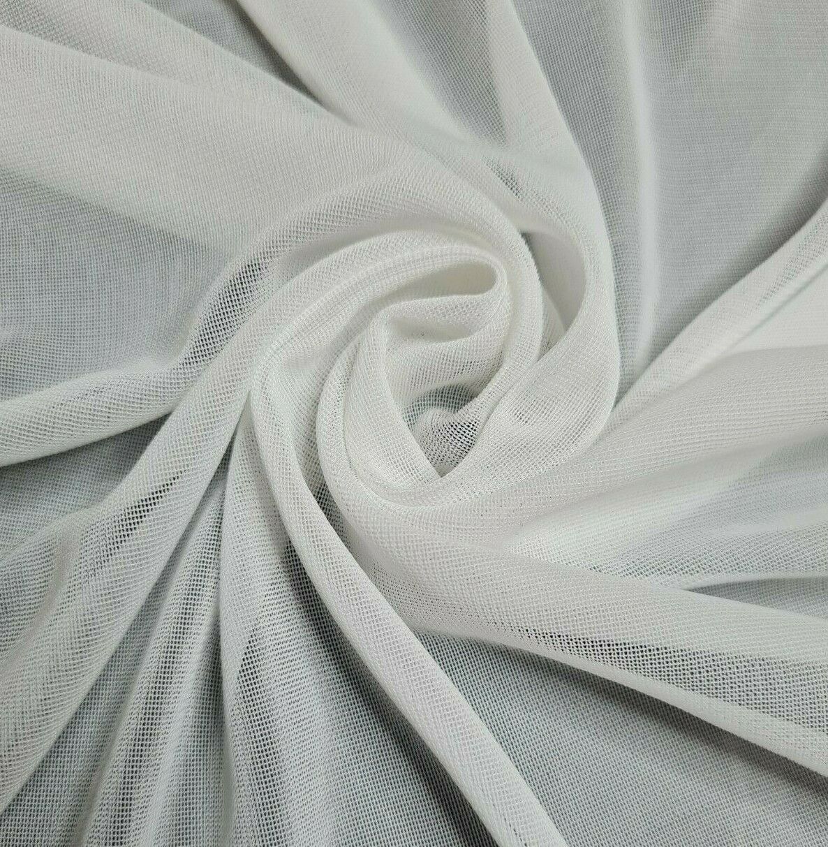 Soft Mesh Lining Fabric White Colour 2 Way Stretch Lightweight