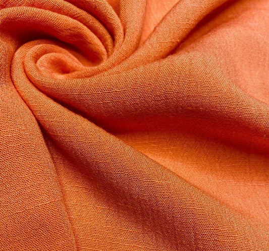 Gauze Viscose Fabric Crinkled Orange Colour 55" Wide