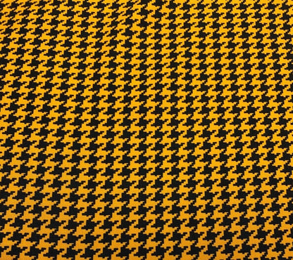 Woven Dressmaking Fabric Pumpkin And Black Colour Houndstooth Pattern 55" Wide