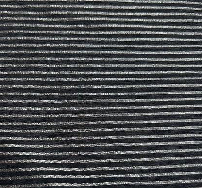 Bengaline Fabric Black Silver Striped 2-Way Stretch 55'' Wide Sold By The Metre