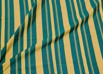 GREEN AND MUSTARD STRIPED UPHOLSTERY FABRIC-SOLD BY THE METRE