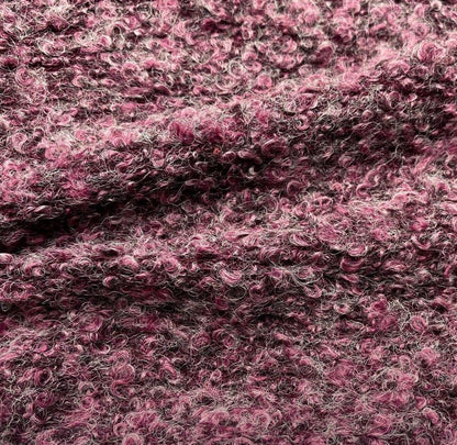 Wool Blend Boucle Knit Fabric Purple Colour Sold By The Metre
