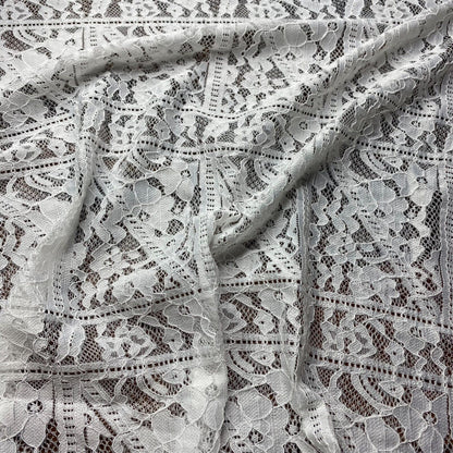 Stretch Corded Lace Fabric White Colour 55" Wide