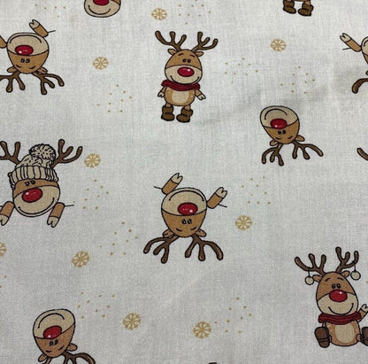 Viscose Fabric Deer Christmas Printed Ivory Colour 55" wide