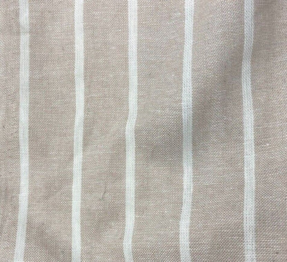 Linen Viscose Blend Fabric White And Beige Striped 55" Wide